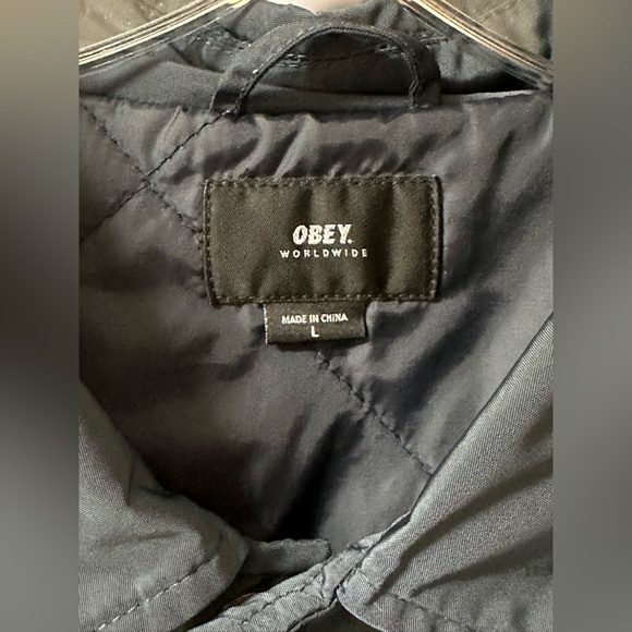 OBEY Sanders Coaches Regular Fit Jacket Dusty Navy Size Large - Picture 7 of 10